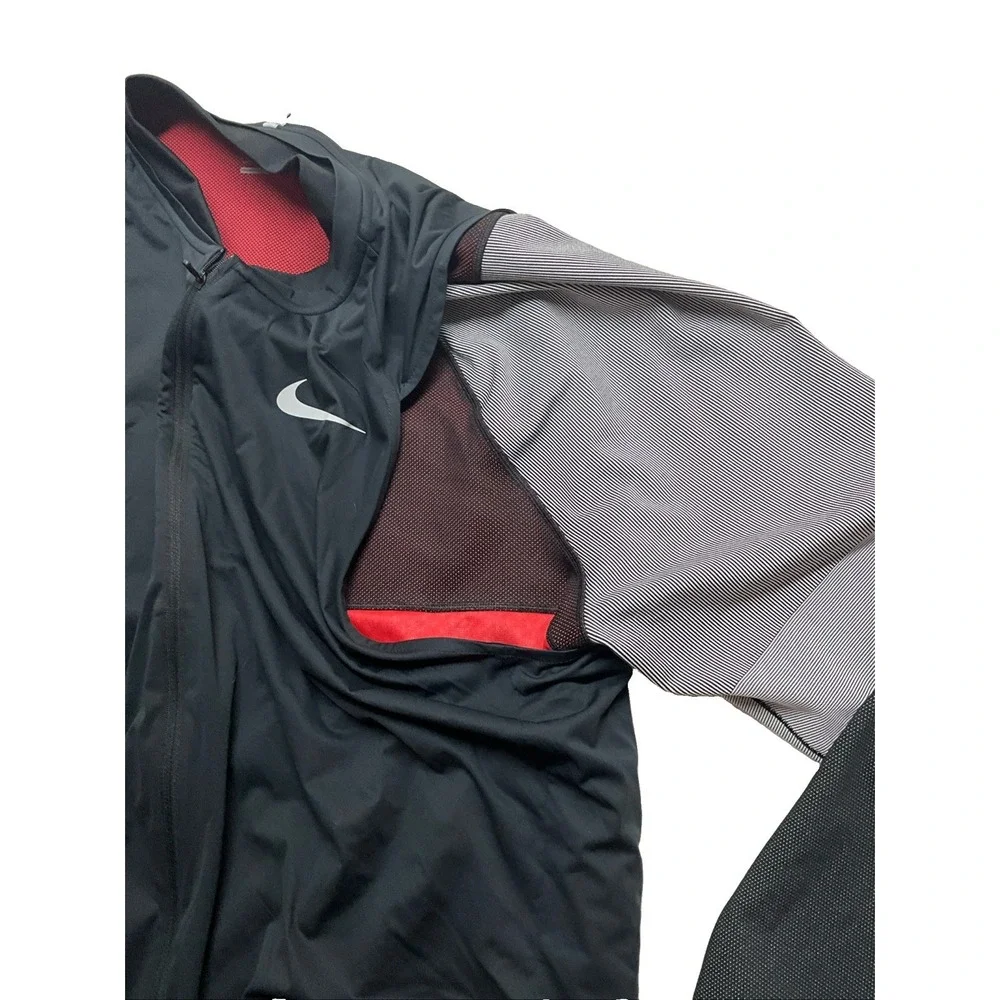 Nike Golf Jacket Mens XXL Black Gray Full Zip Windbreaker Lightweight Mock Neck